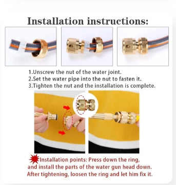 High-Pressure Brass Garden Hose Nozzle | Heavy Duty Water Spray Nozzle
