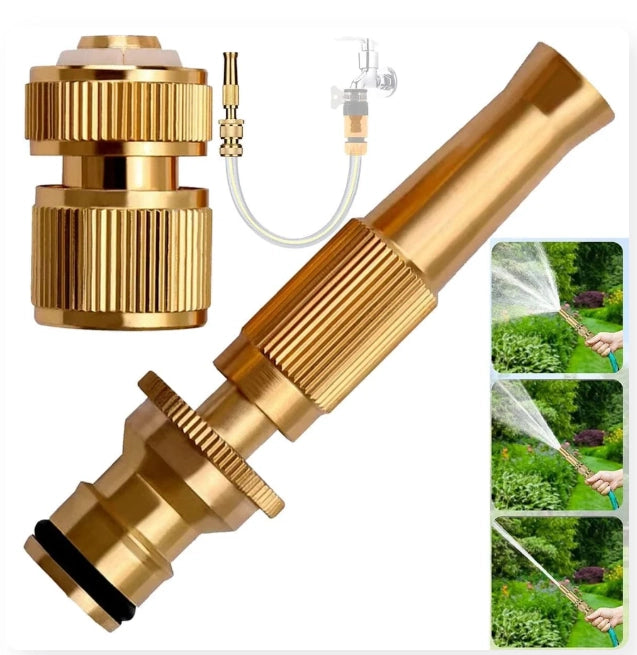 High-Pressure Brass Garden Hose Nozzle | Heavy Duty Water Spray Nozzle