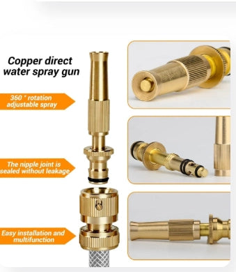 High-Pressure Brass Garden Hose Nozzle | Heavy Duty Water Spray Nozzle