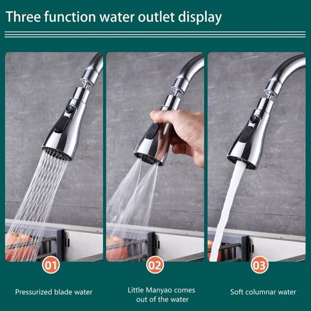 3-Mode Kitchen Sink Faucet | Stainless Steel | Multi-Function Spray